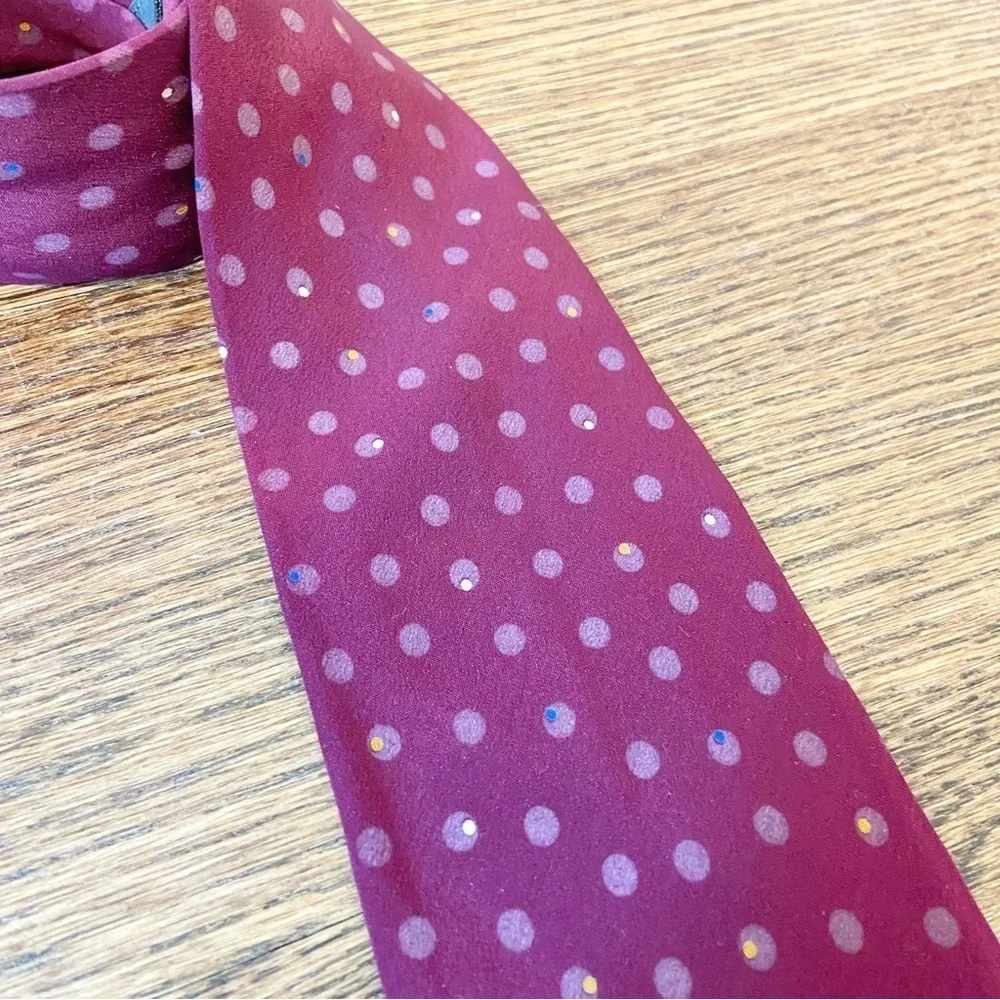 FENDI | 100% Silk Maroon Polka Dotted Tie One Size